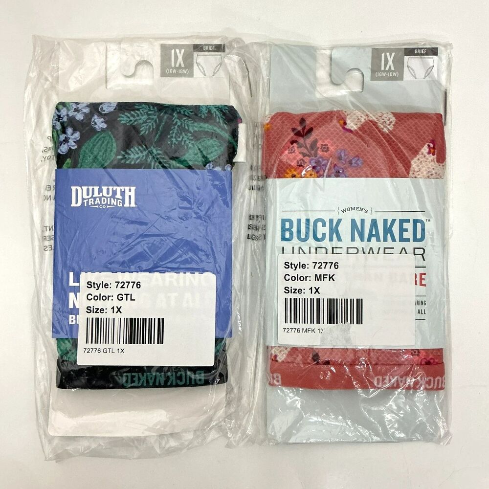 Duluth Buck Naked Briefs Underwear Women's Size 1X Lot of 2 Floral Roosters NWT